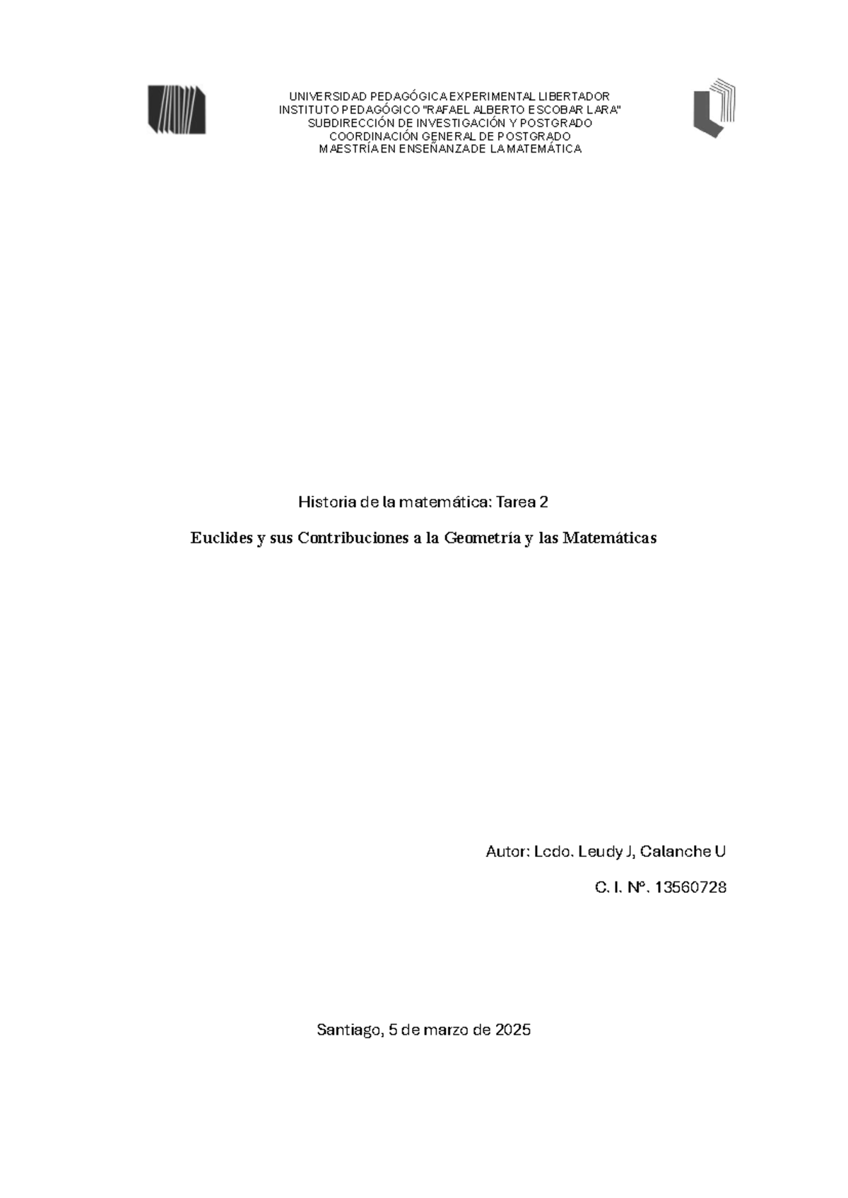 Contribuciones de Euclides a la Geometría y Matemática (M. ENSEÑANZA ...