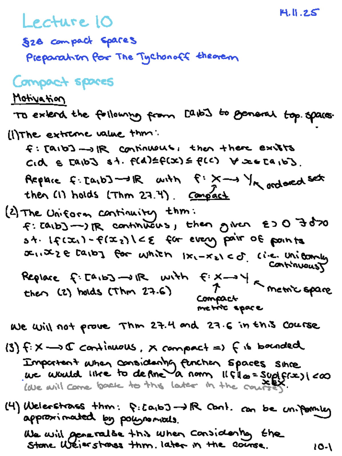 Lecture 10: Compact Spaces and Their Properties in Topology - Studeersnel