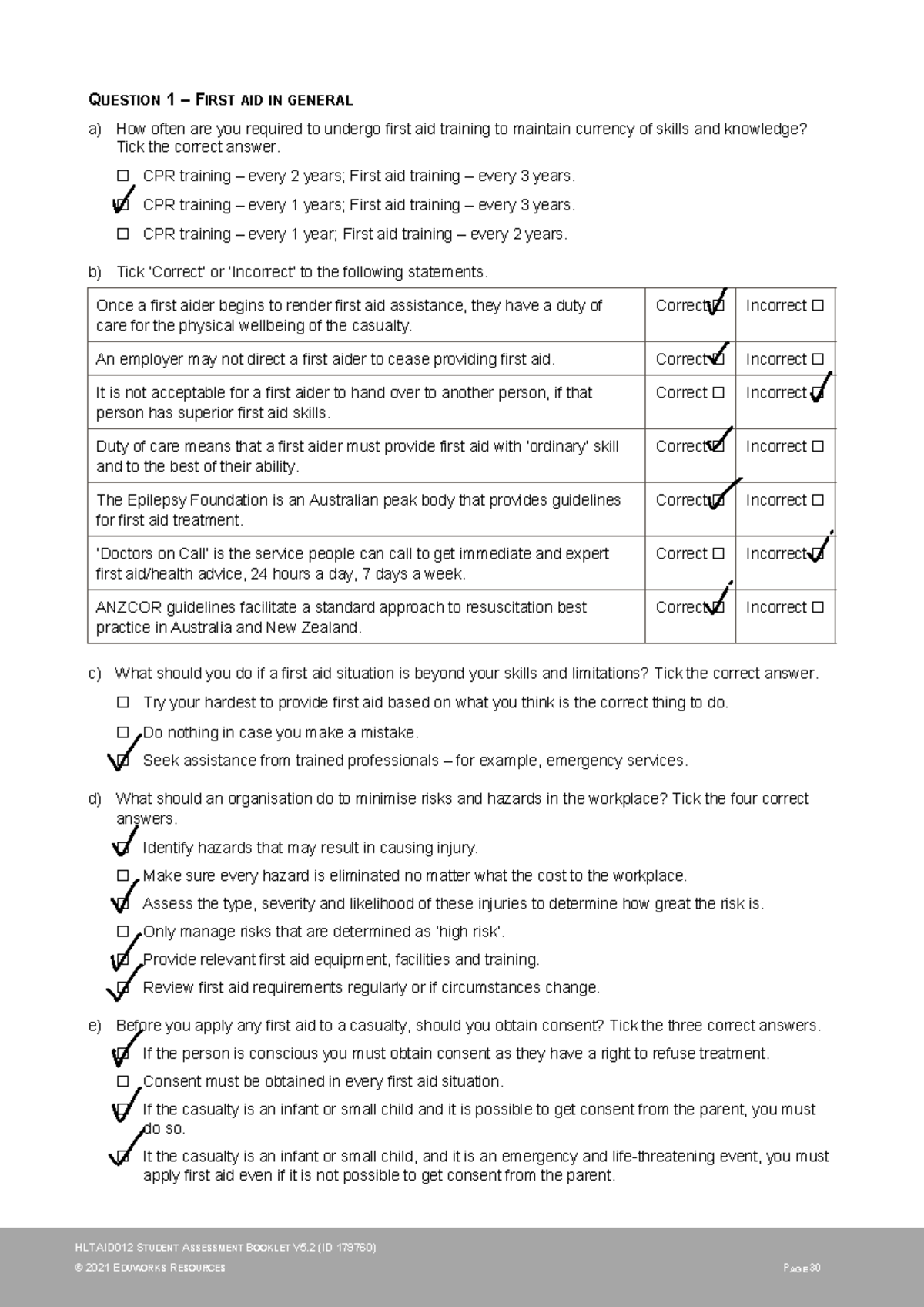 HLTAID012 First Aid Assessment: Key Concepts and Procedures - Studocu