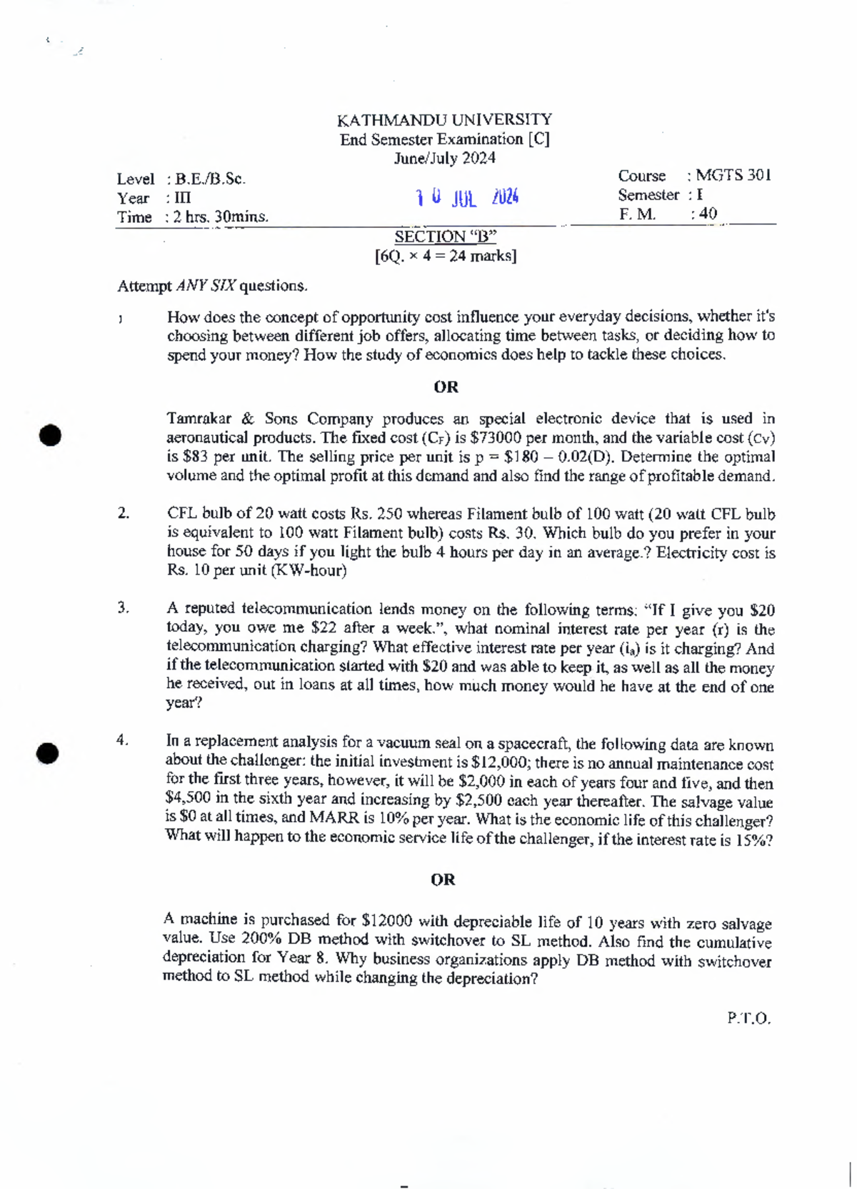 MGTS 301 End Semester Exam 2024 - Comprehensive Study Guide - Studocu