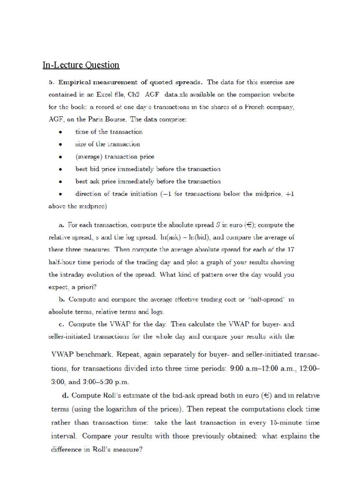In-Lecture Question on Excel Solution: Irregular Spacing & Clustering ...