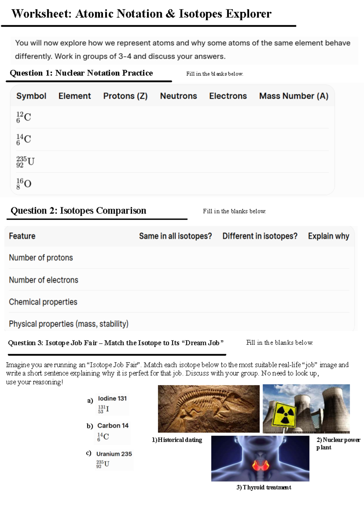 IB Physics Atomic Notation and Isotopes Worksheet - Worksheet: Atomic ...