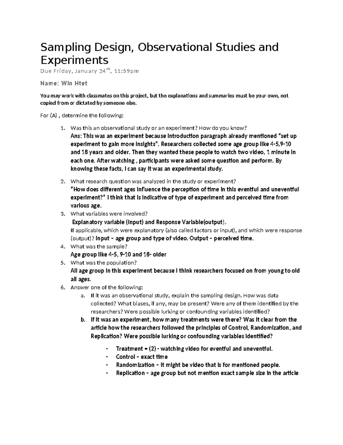 Sampling Design Observational Study Experiment project S25 - Sampling ...