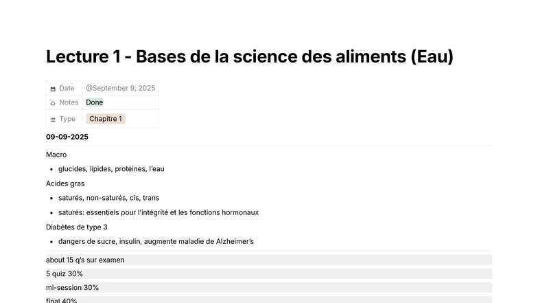 Lecture 1 - Bases de la Science des Aliments (Eau) et Macronutriments ...