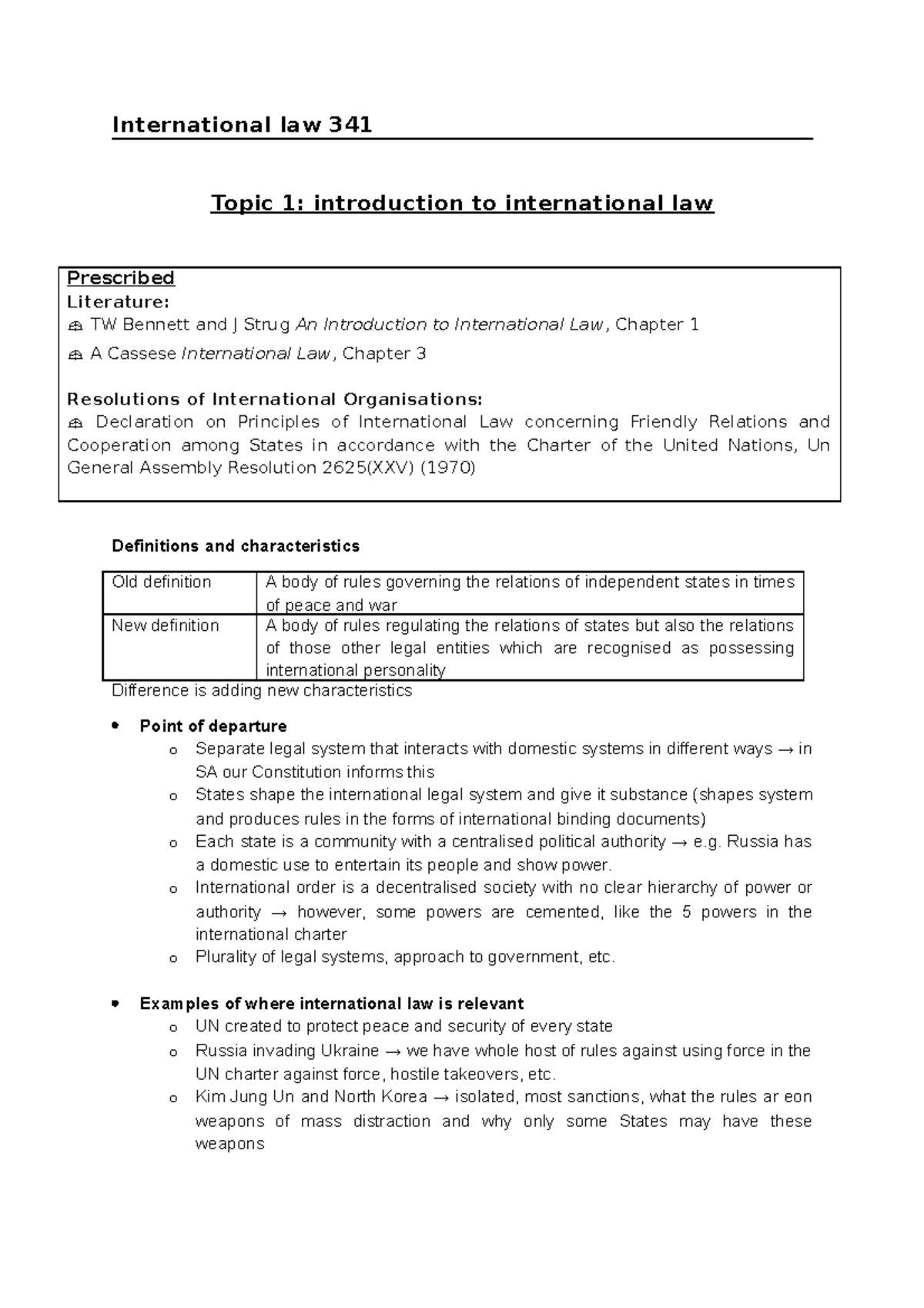 International Law 341: Key Concepts and Principles Overview - Studocu