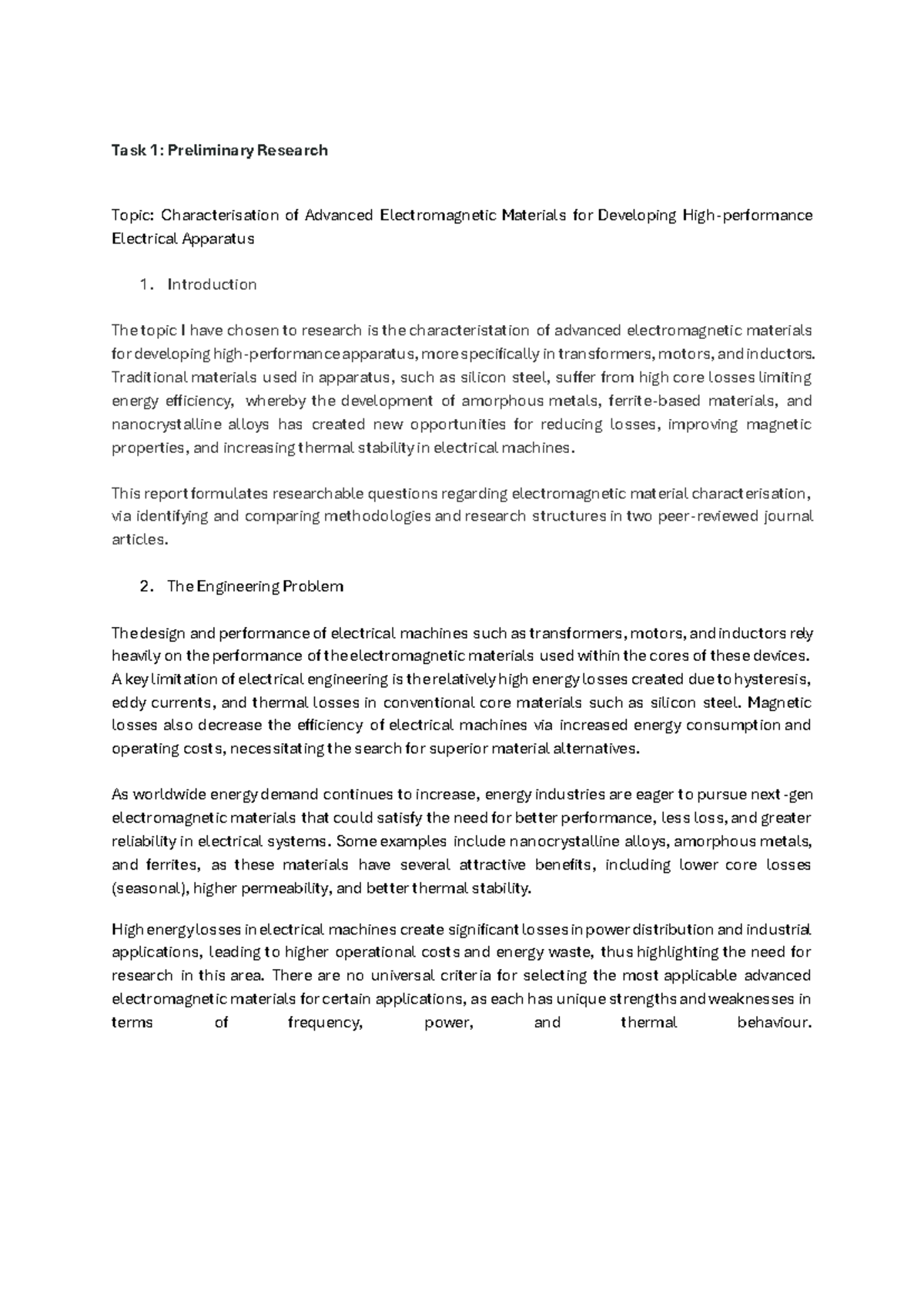 Task 1 Preliminary Research - Task 1: Preliminary Research Topic ...