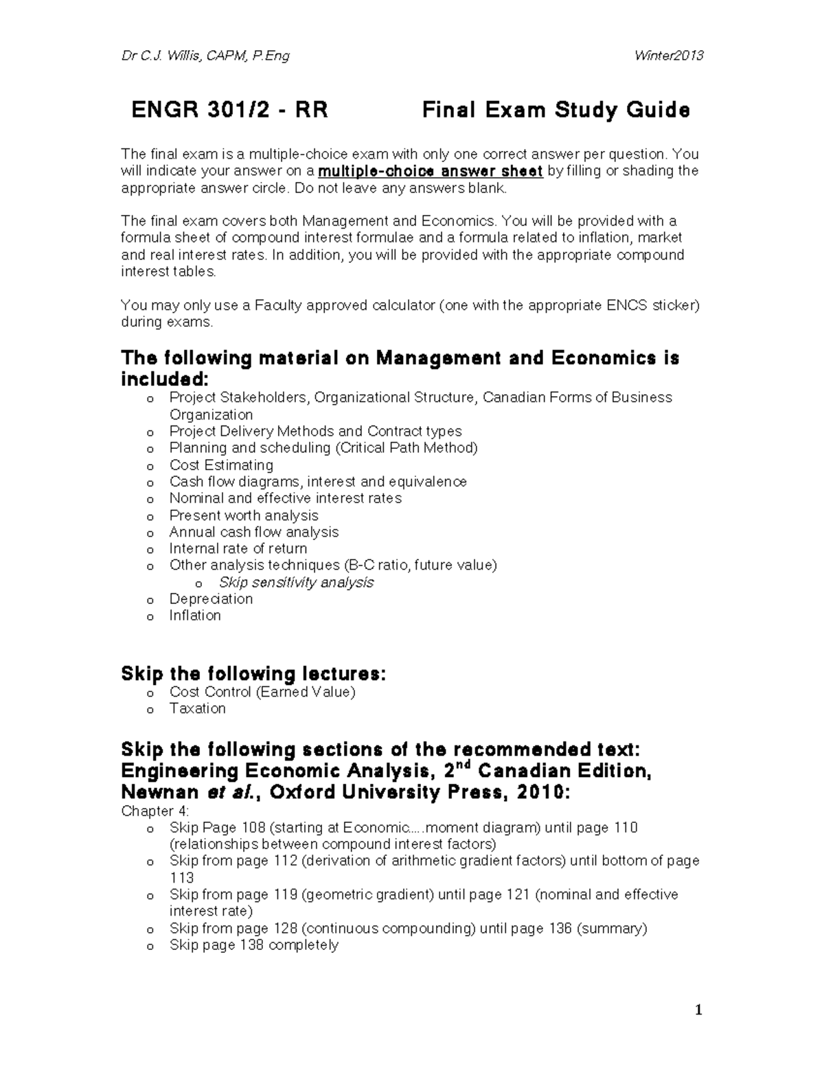 ENGR 301 Final Exam Study Guide: Key Topics & Strategies - Studocu