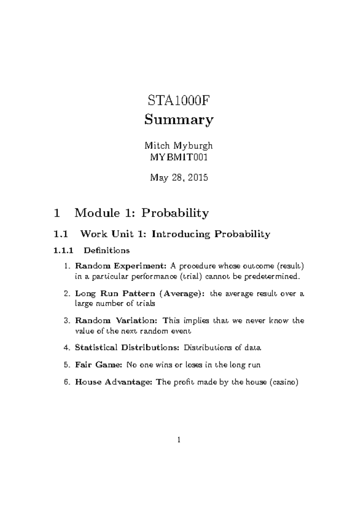 Sta1000f-summary 1 - Really helpful summary found online - STA1000F ...