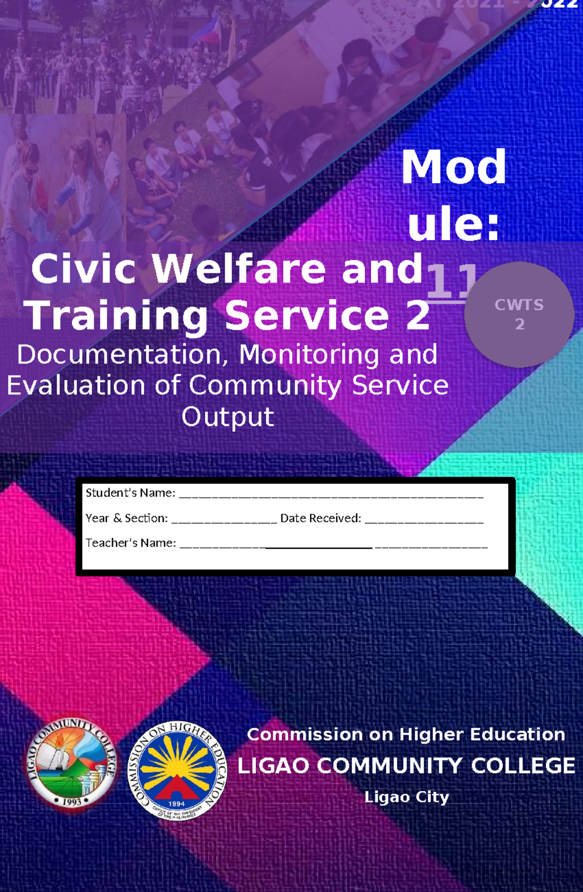 AY 2021-2022 CWTS 2: Monitoring & Evaluation of Community Service ...