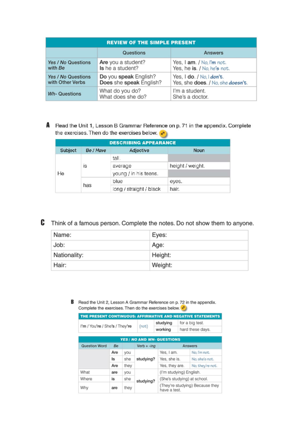 Grammar and Vocabulary Review: Simple Present & Continuous - Studocu