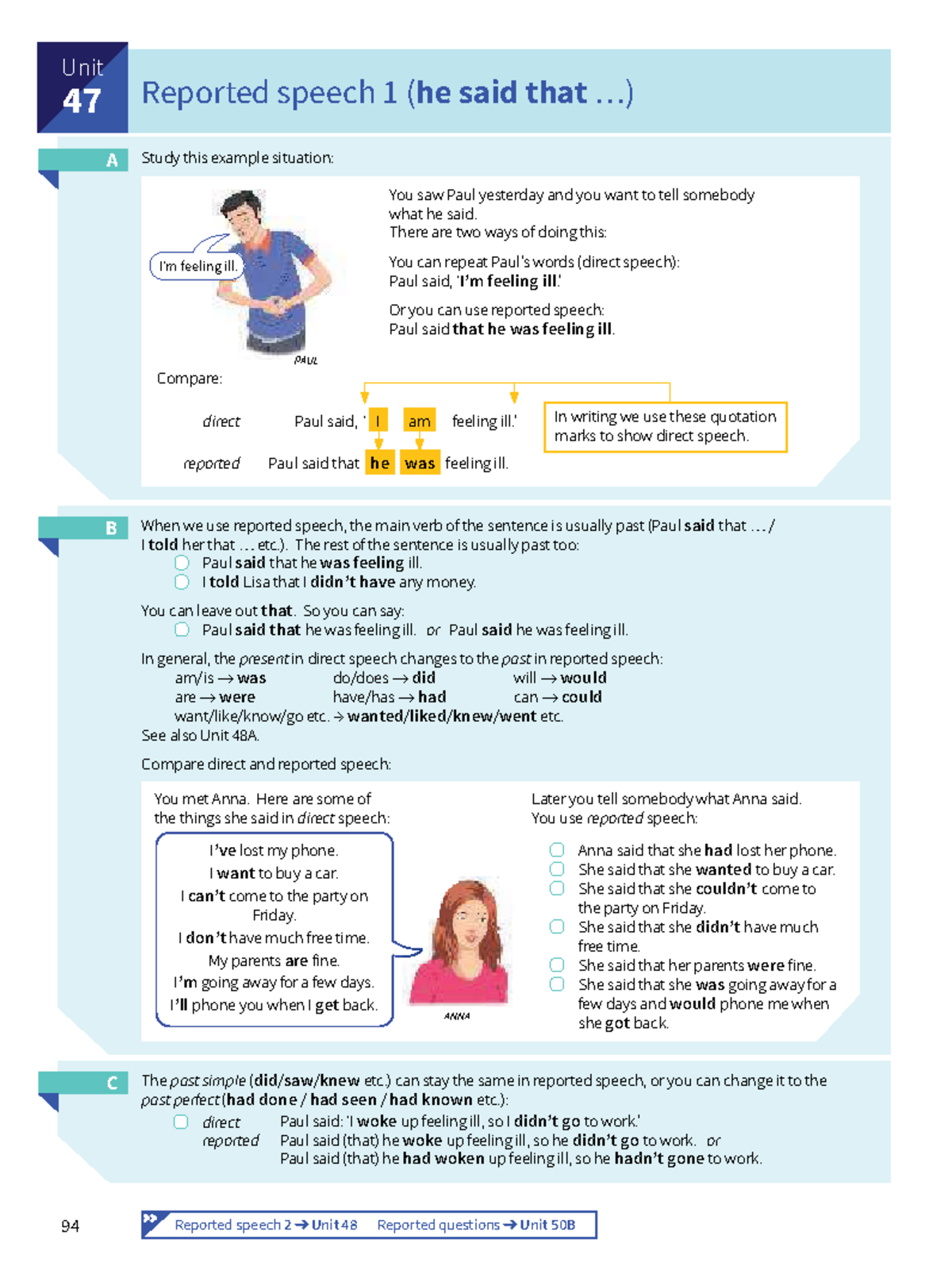 Reported Speech - Unit 47 Study Guide for Students - Studocu