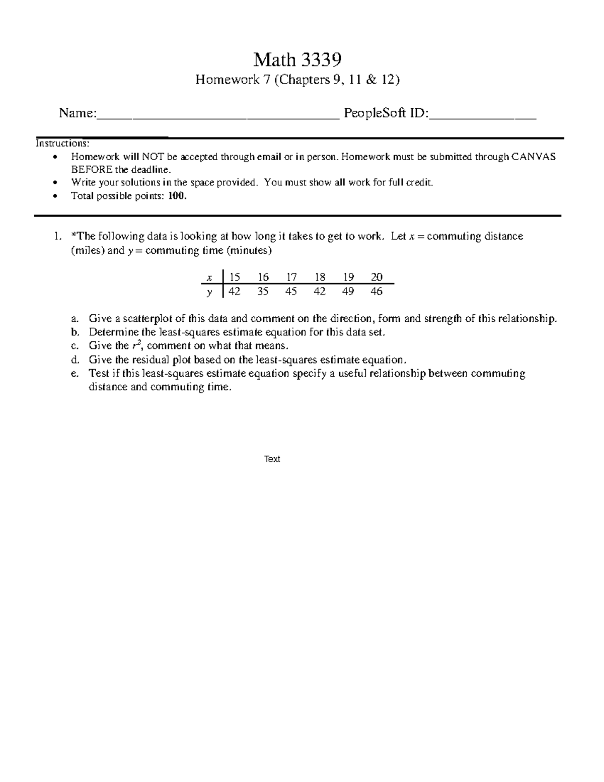 Math Homework 7 (MATH 2026) - Commuting Data & Heart Rate Analysis ...