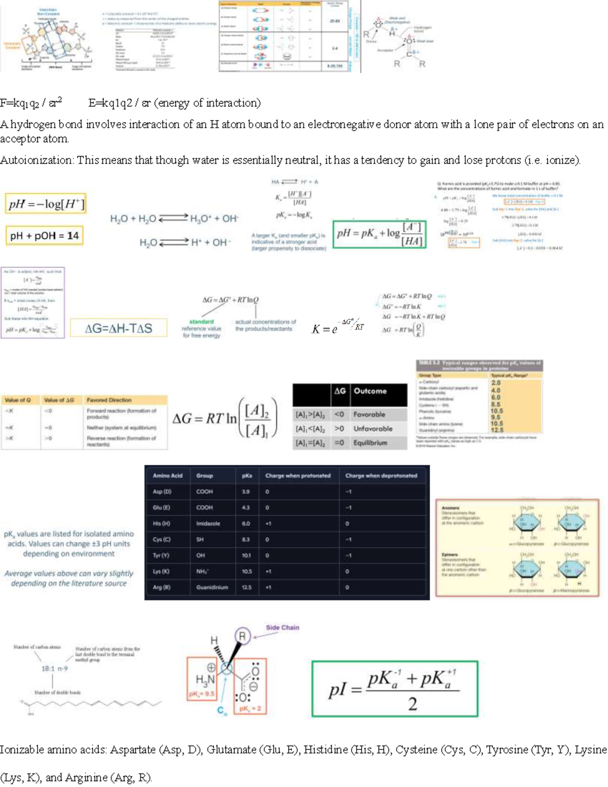 BCH 2333 Midterm 1 cheat sheet - BCH2333 - F=kq 1 q 2 / r 2 E=kq1q2 / r ...