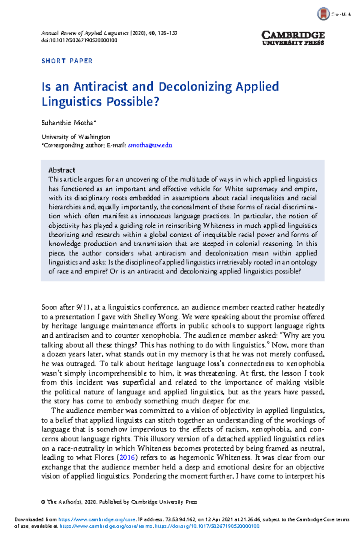 Antiracist And Decolonizing Perspectives In Applied Linguistics A