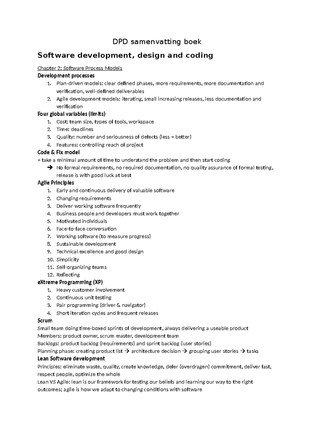 DPD Samenvatting Boek: Software Development & Design Principles ...