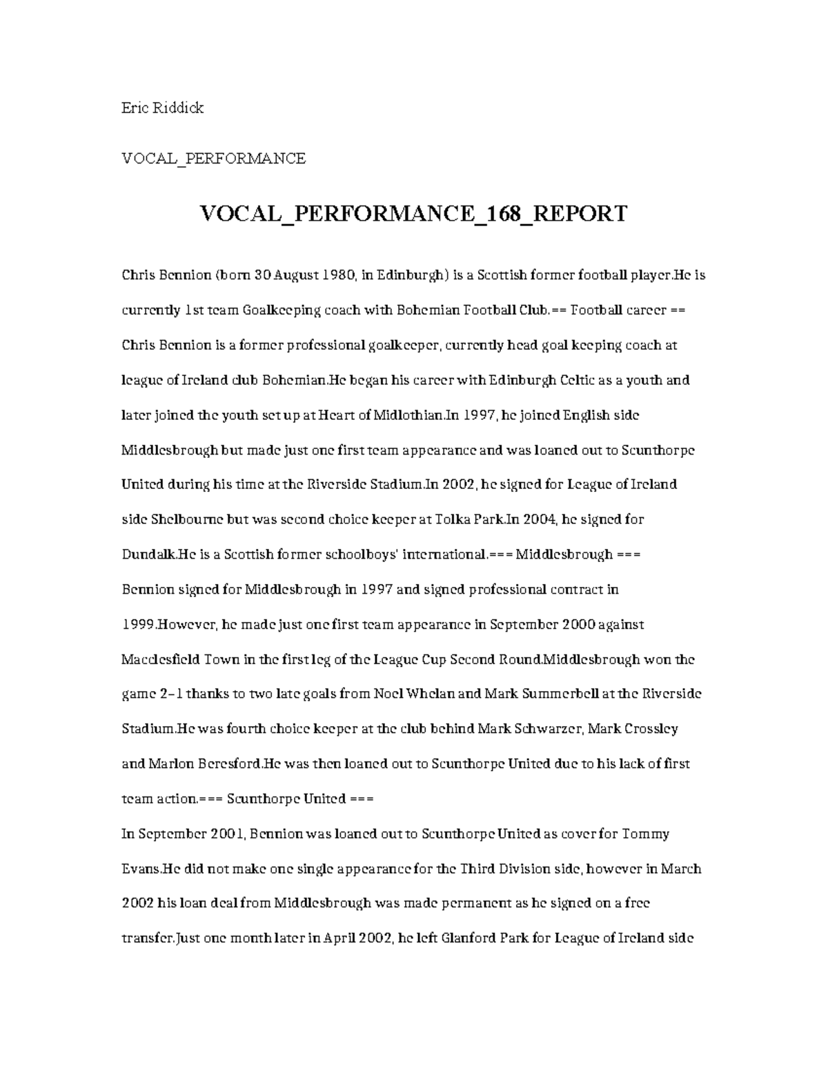 Vocal Performance 168 Report - Eric Riddick VOCAL_PERFORMANCE VOCAL ...