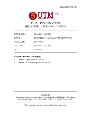 Exam June 2013, questions - SKAA SAB 1 FINAL EXAMINATION SEMESTER II ...