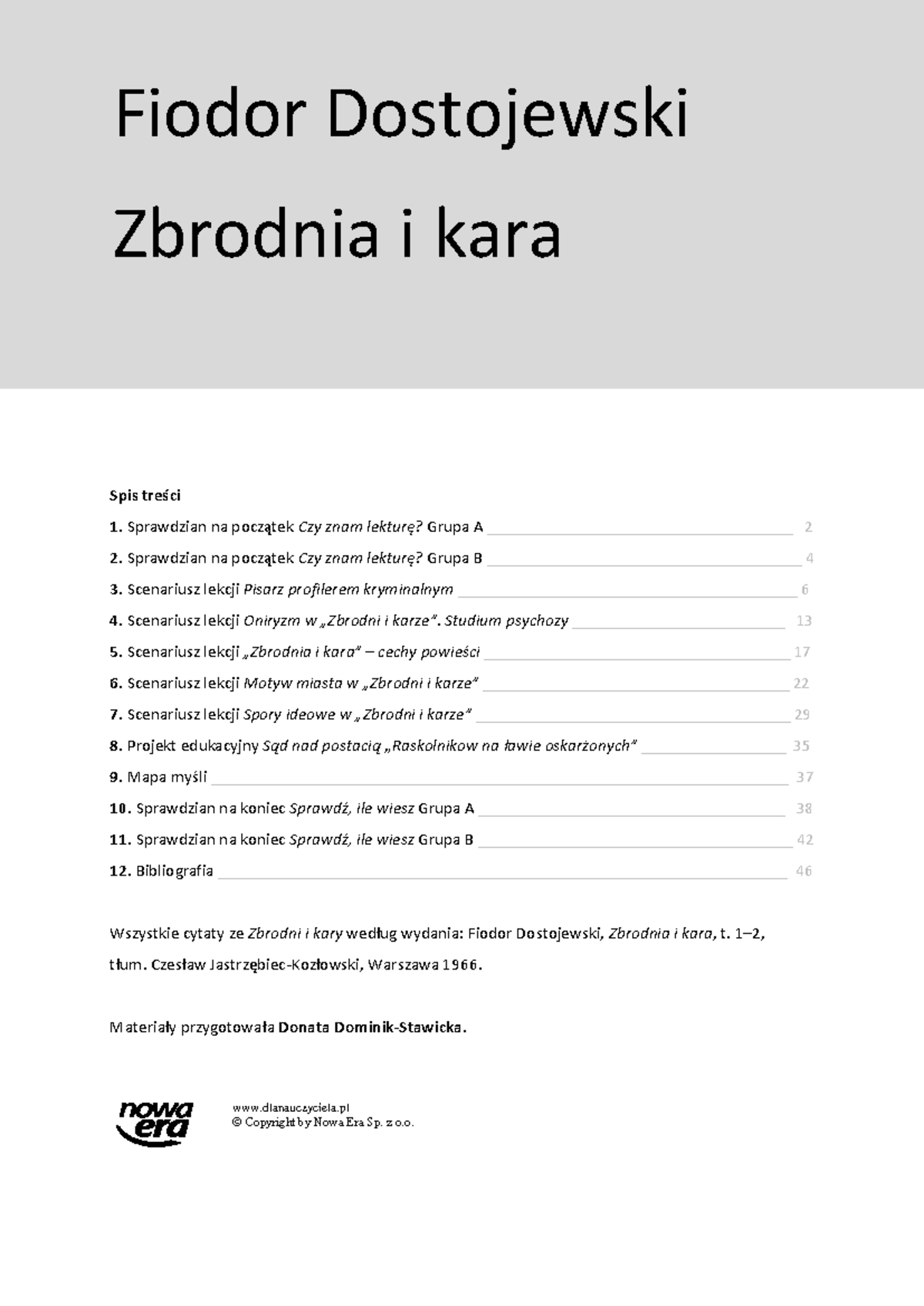 Sprawdzian Ze Zbrodni I Kary Nowa Era