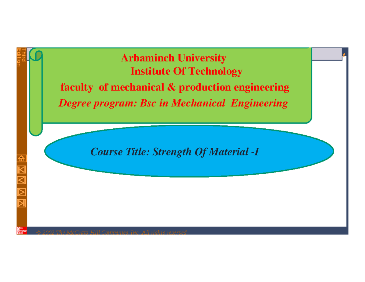 Strength of Materials - I Lecture Notes (BSc Mechanical Eng.) - Studocu