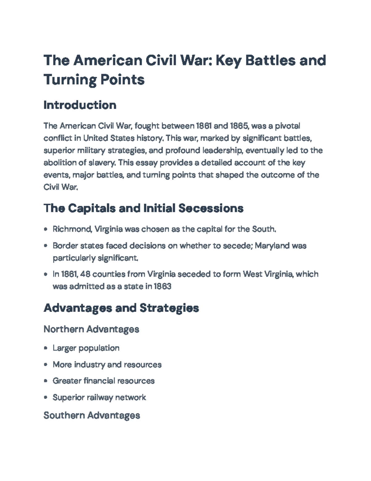 Key Battles and Turning Points of the American Civil War (HIST 101 ...