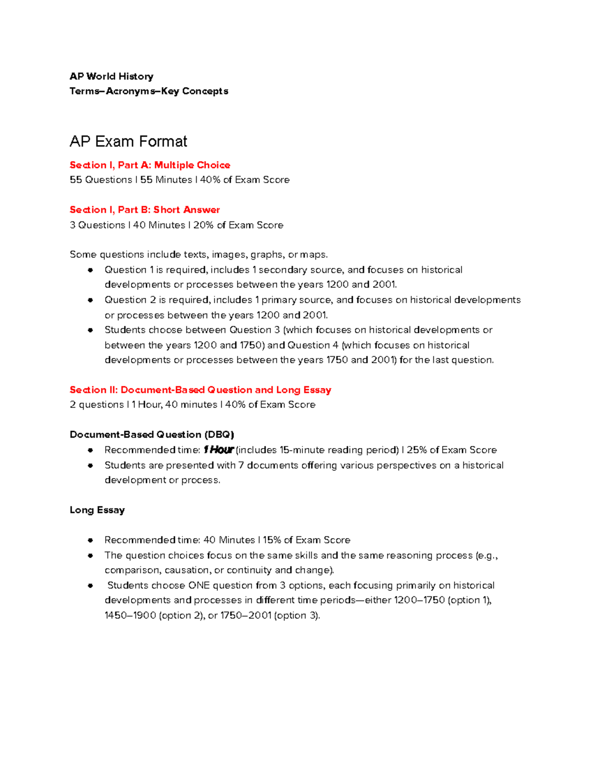 Key Terms, Acronyms, and Concepts for APWH Exam (Acronyms Explained ...