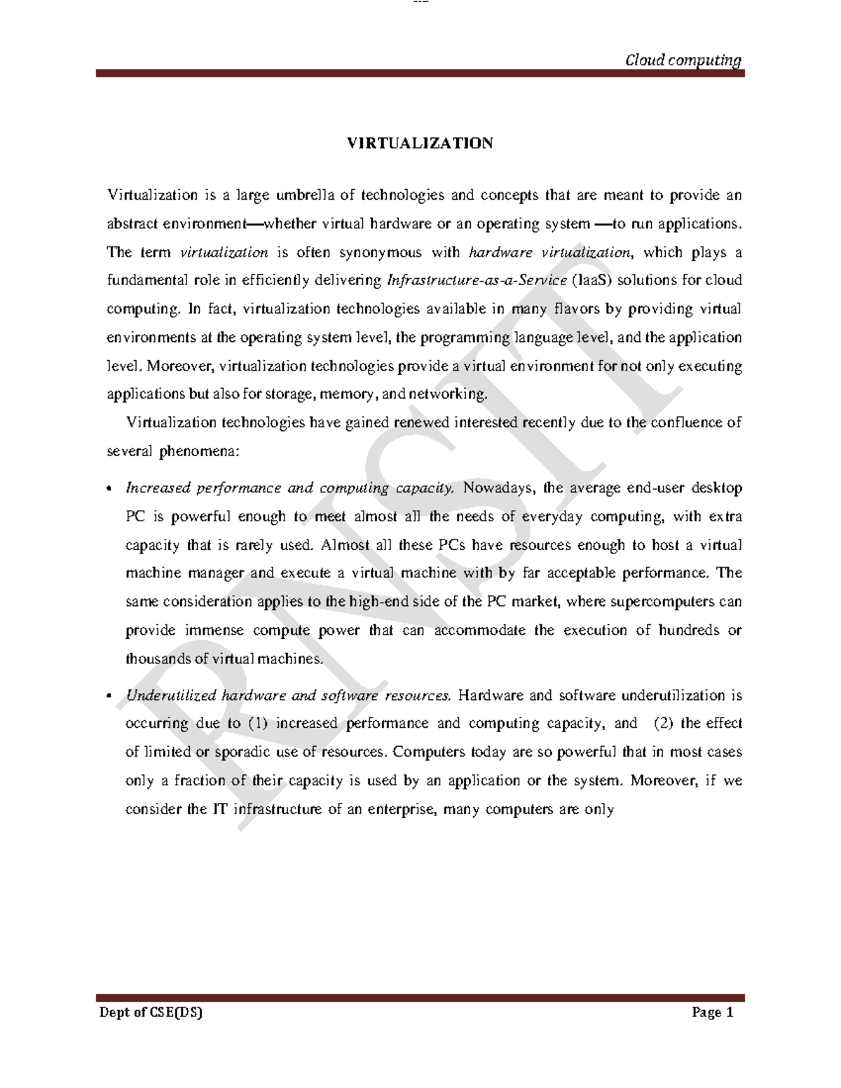 2nd Module notes - Cloud computing Dept of CSE(DS) Page 1 ...