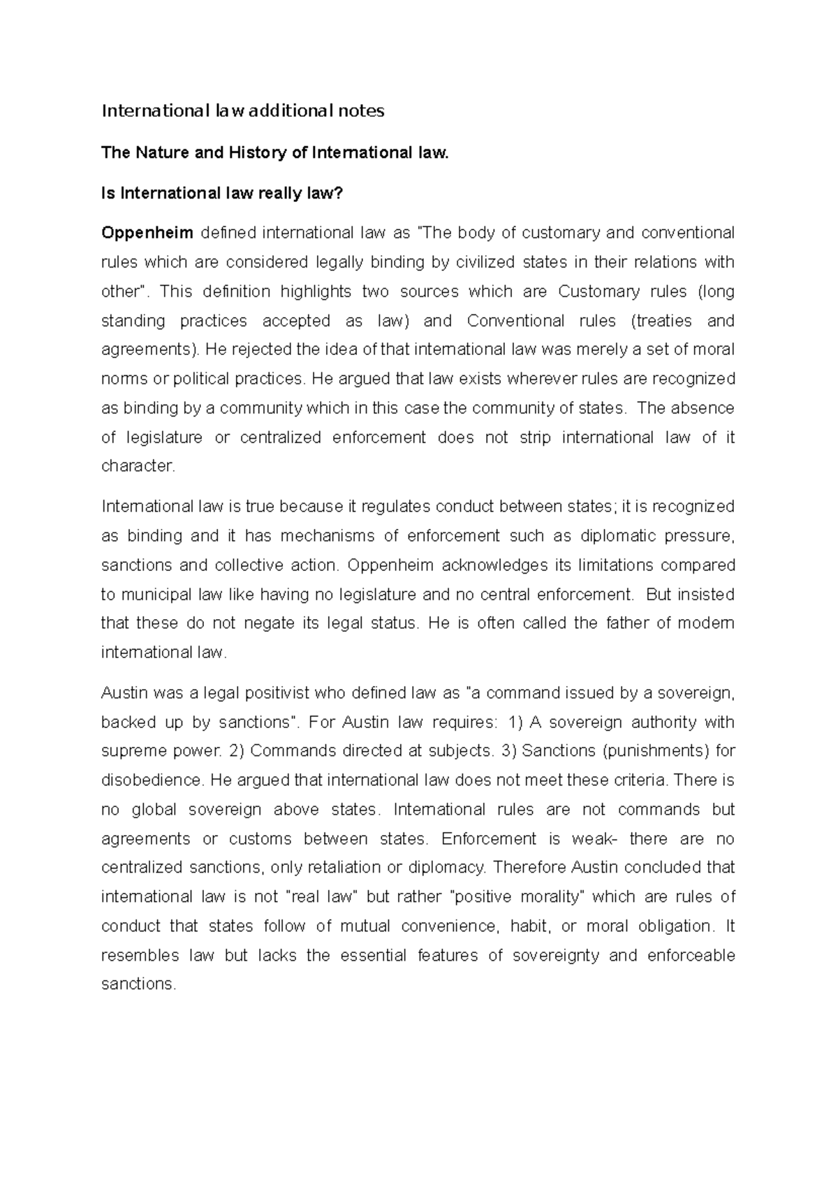 INTL 101: Additional Notes on the Nature & History of International Law ...