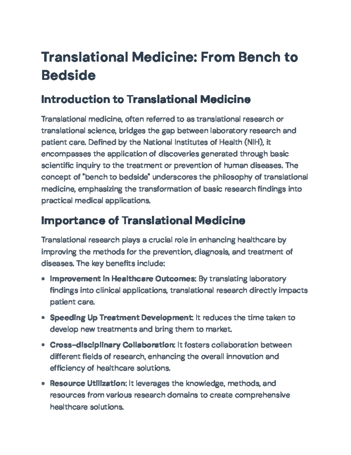 Translational Medicine: Bridging Research to Clinical Practice in ...