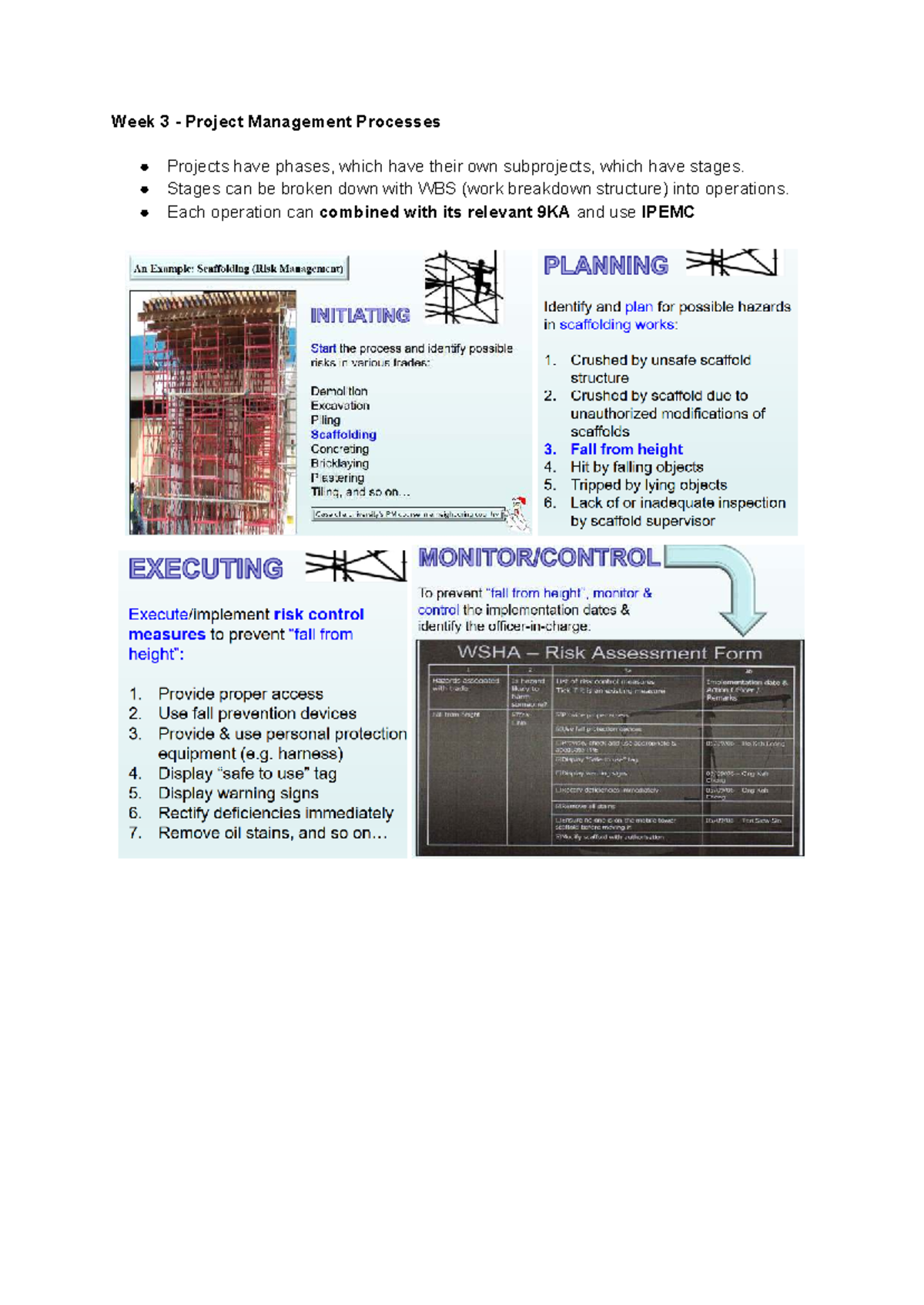 PF1101 Week 3 Notes - Summary of Project Management Processes - Studocu