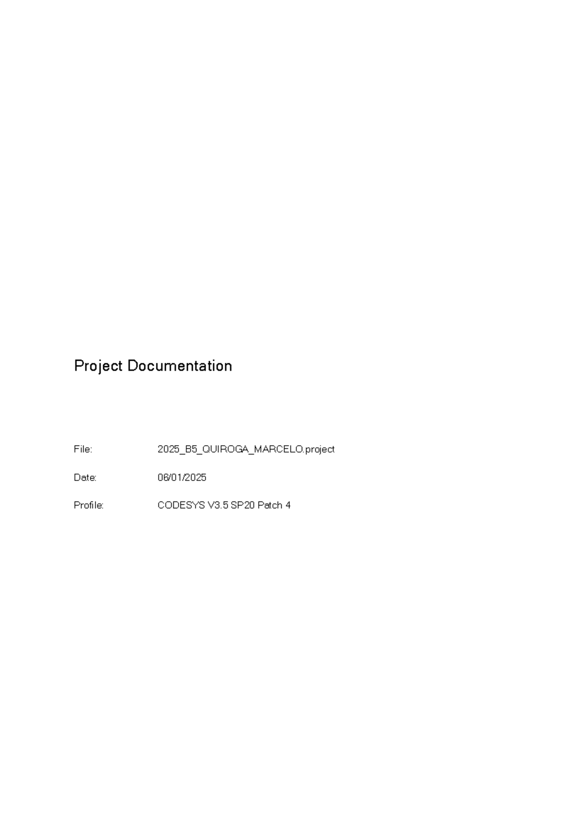 CODESYS V3.5 Project Documentation - 2025 B5 Final Report - Studocu