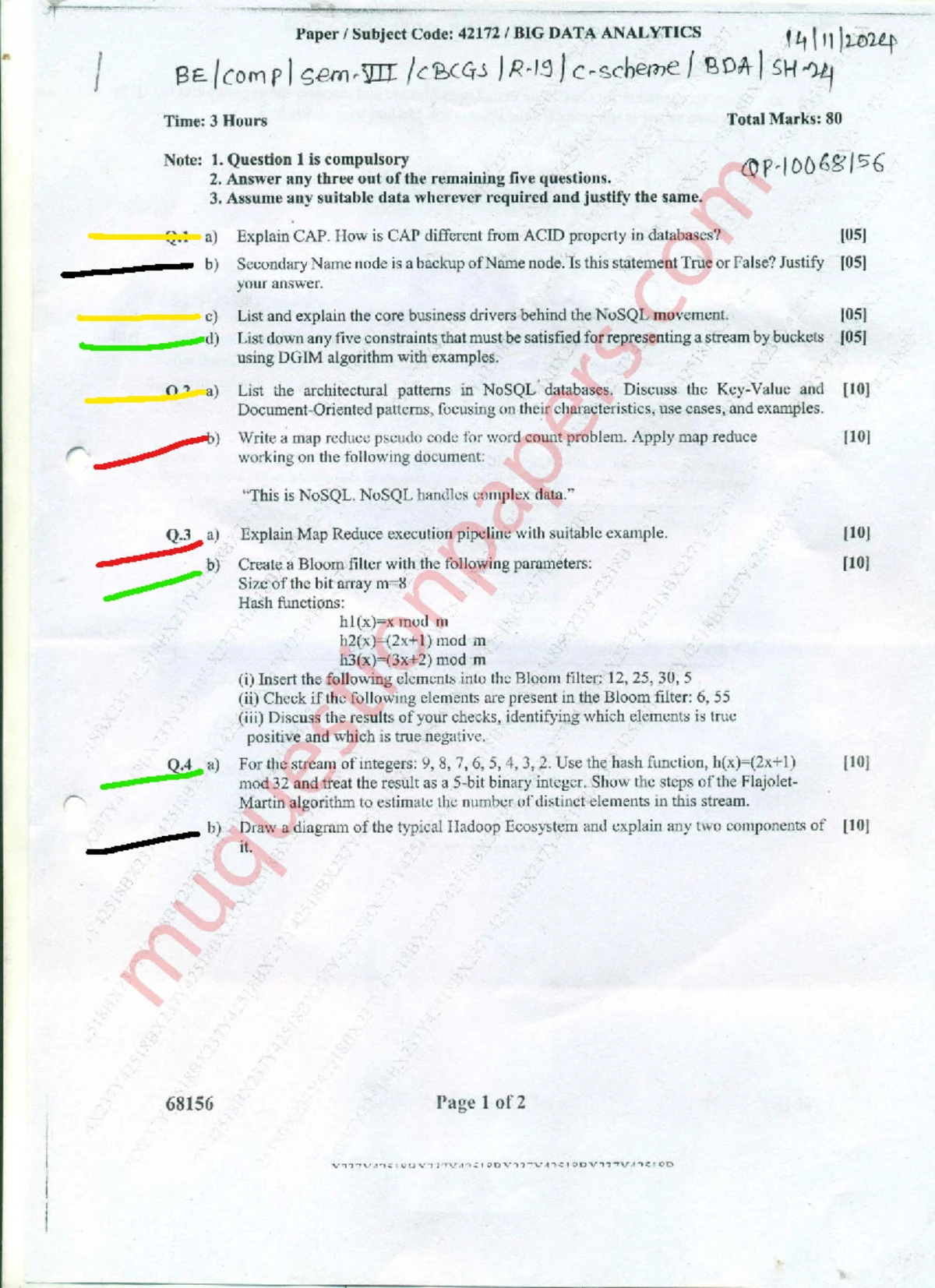 BDA 42172 SEM VII June 2025 Comp Paper - Big Data Analytics - Studocu