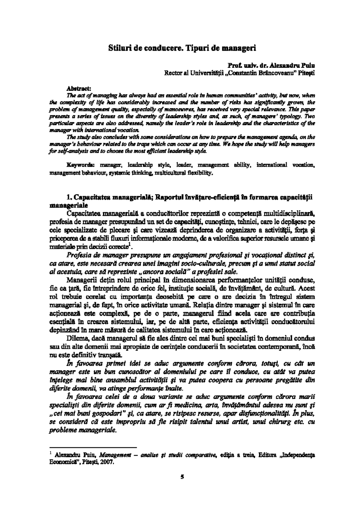 Stiluri și Tipuri de Conducere în Management - Prof. Alexandru Puiu ...