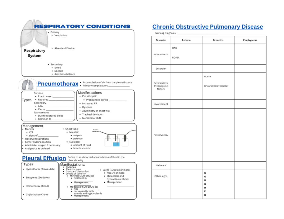 RESP 101: Lecture Notes on Respiratory Conditions & Management - Studocu