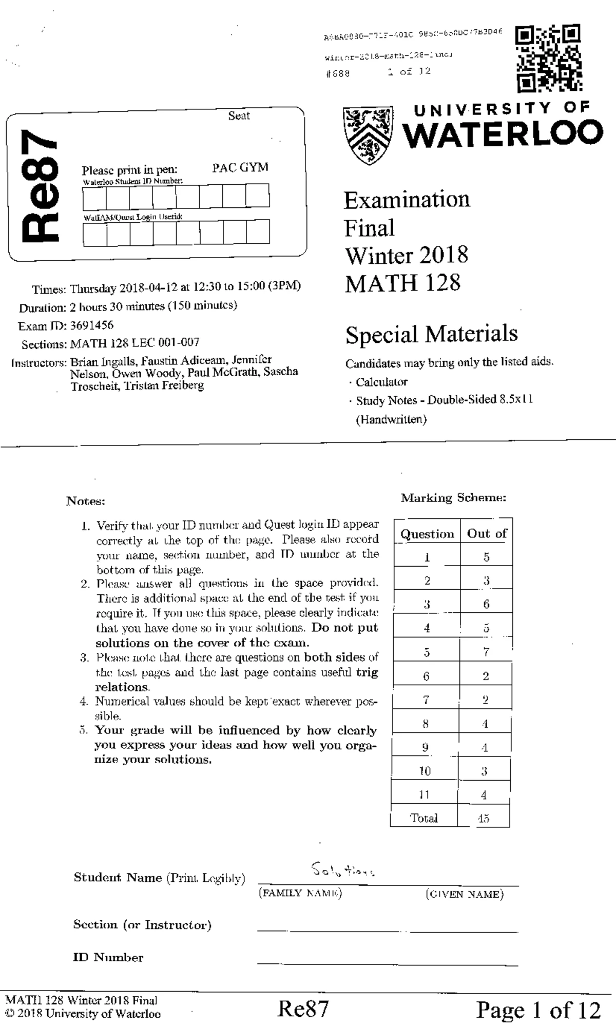 Basic M128 Final Exam Study Notes on Sequences and Series - Studocu