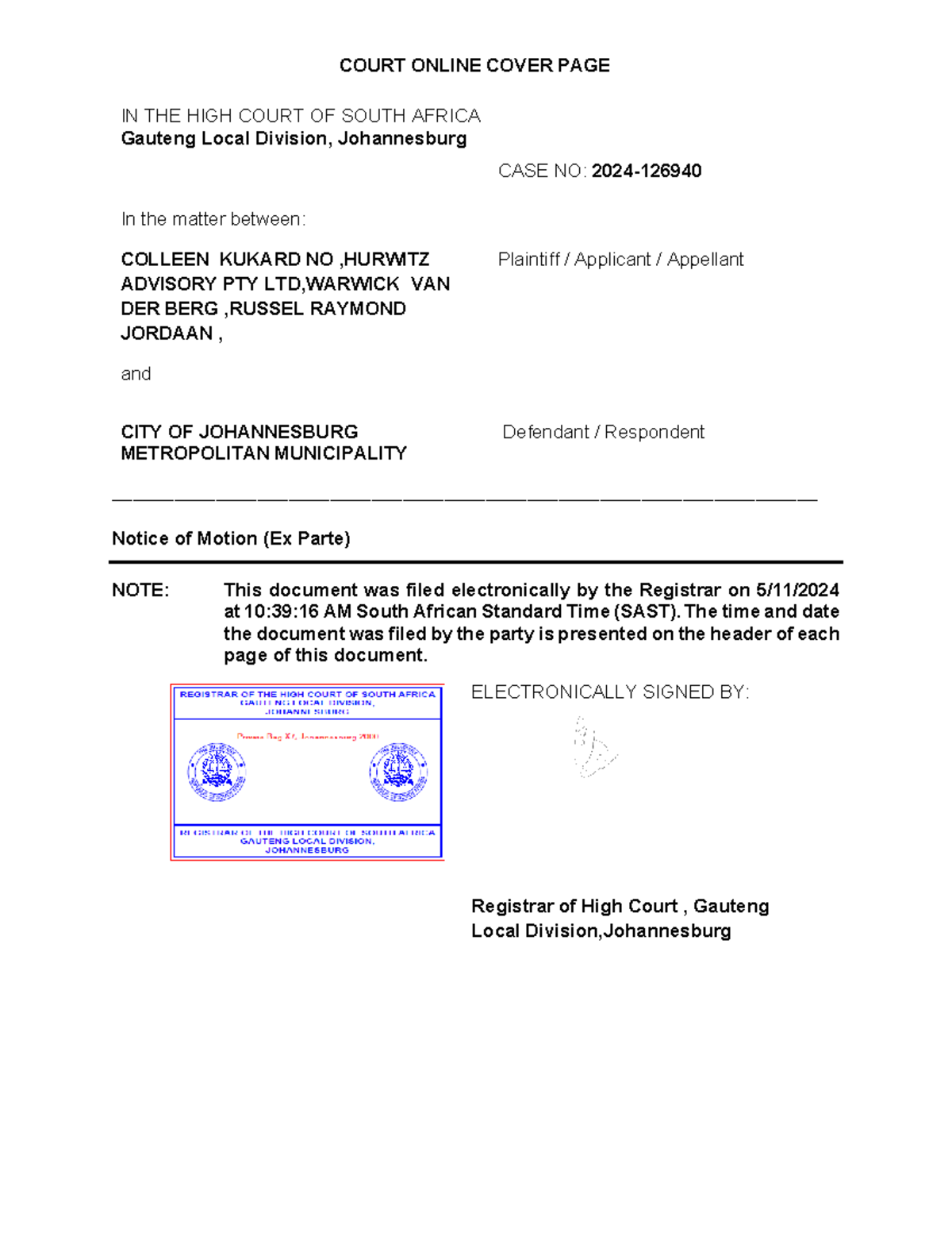 Notice of Motion (Ex Parte)20241105103916323 2024.11.05 - COURT ONLINE ...