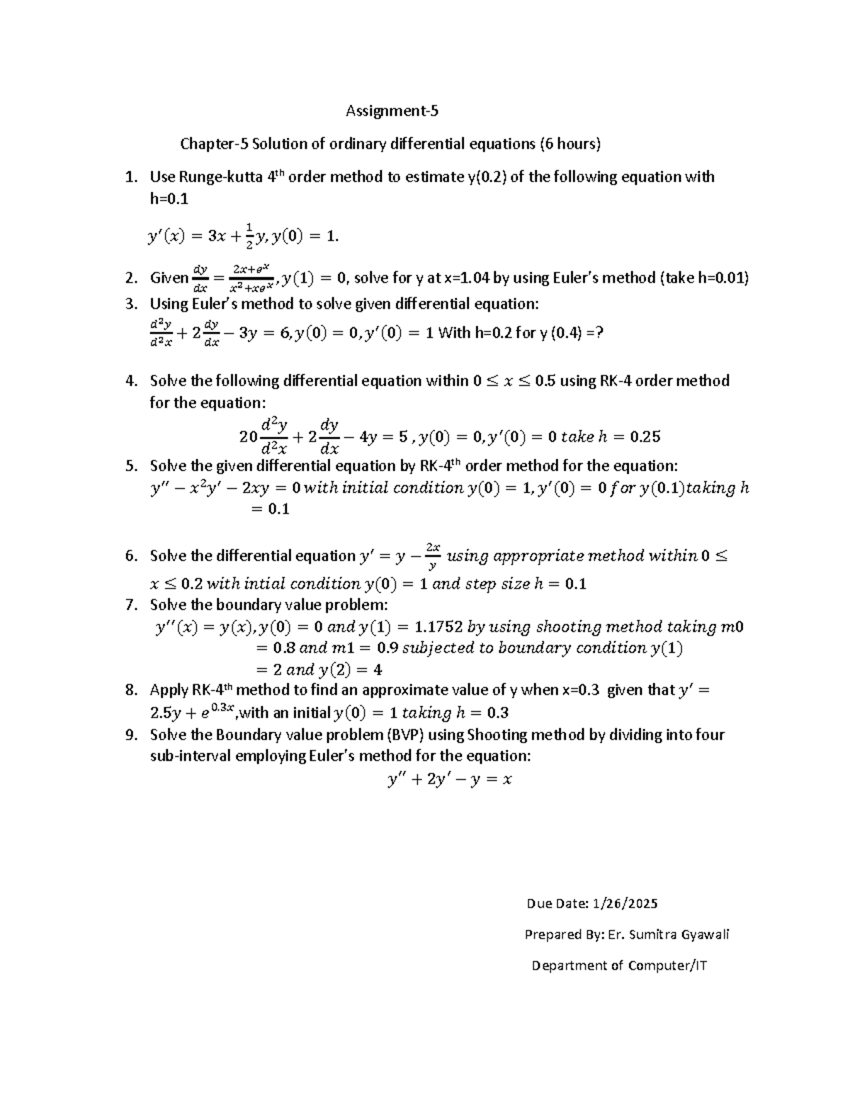Assignment 5 - Imp question - Assignment- Chapter-5 Solution of ...