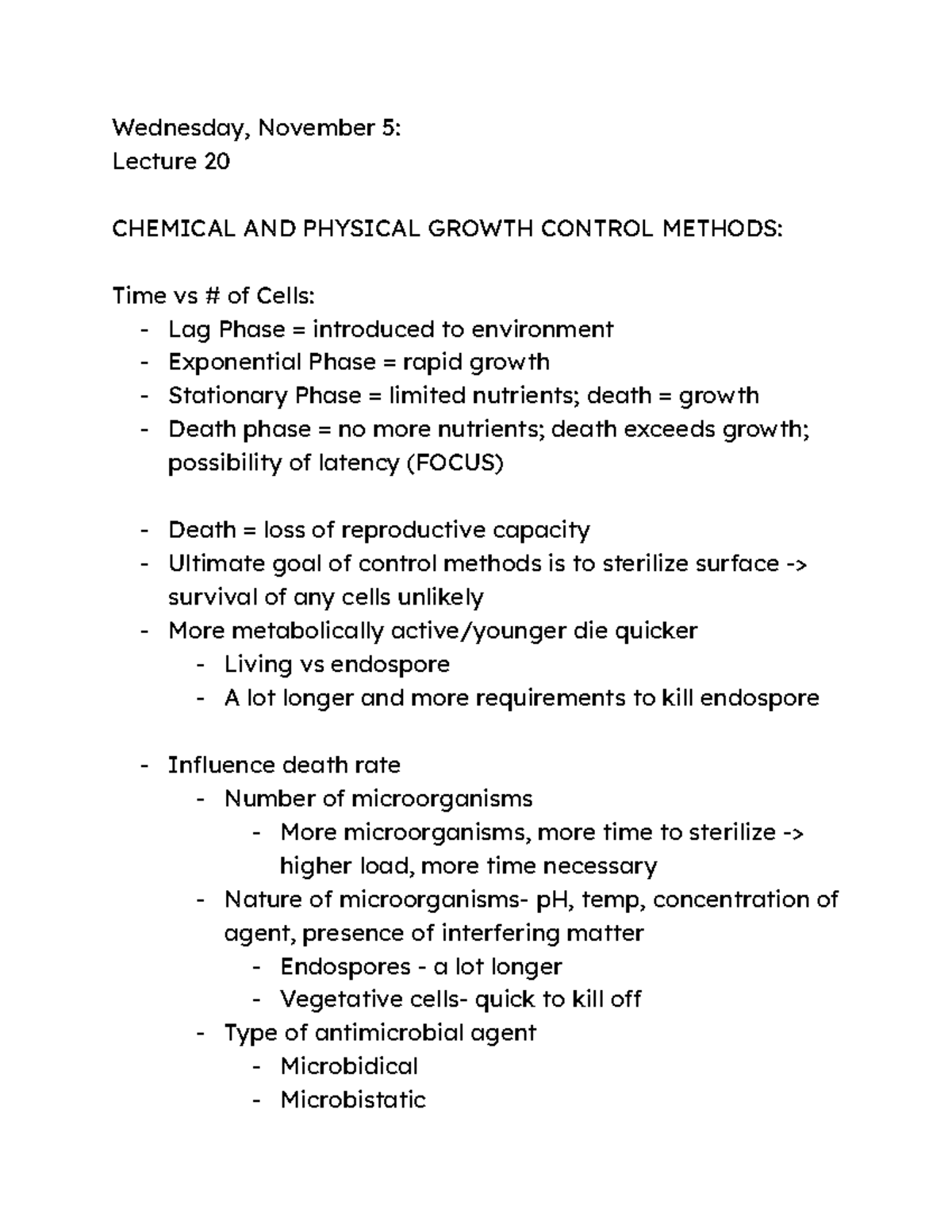 Lecture 20: Chemical and Physical Growth Control Methods - Studocu