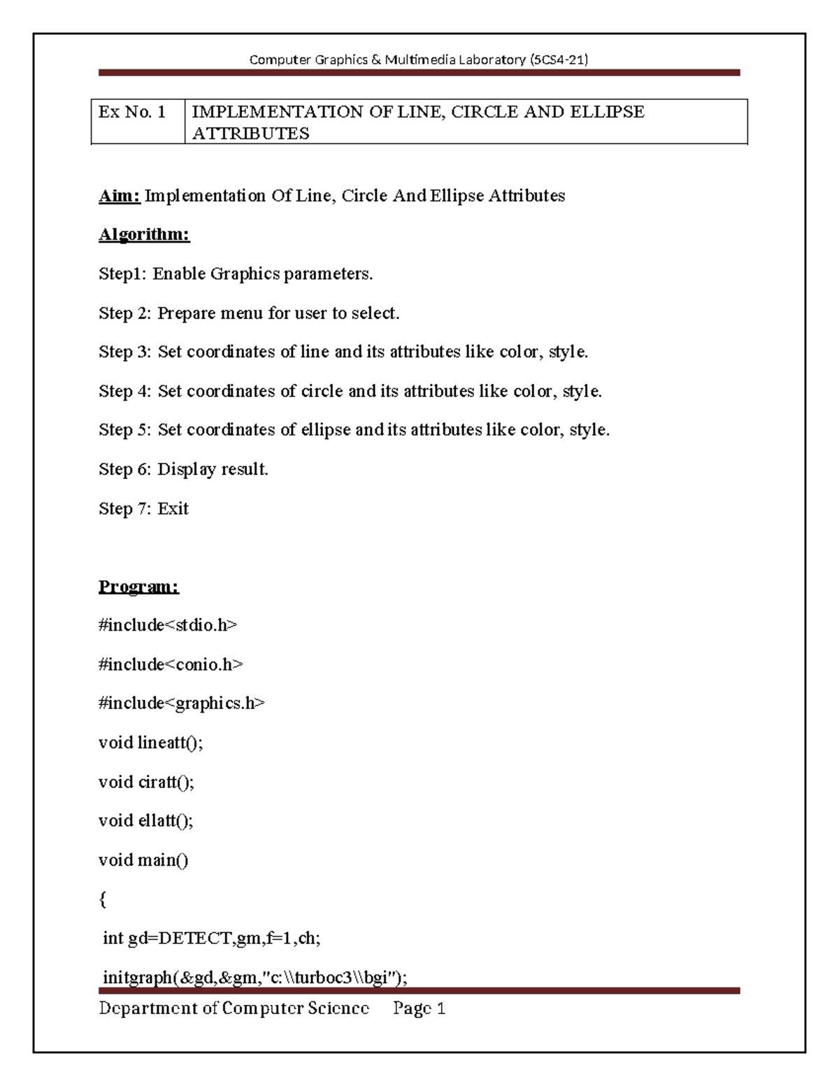 CS101: Lab Ex No. 1 - Implementation of Line, Circle & Ellipse ...