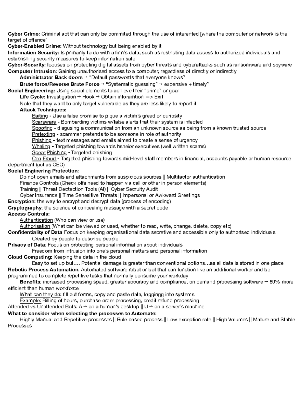 ACCTG 222 Final Exam Cheat Sheet - Summary of Cyber Security Concepts ...