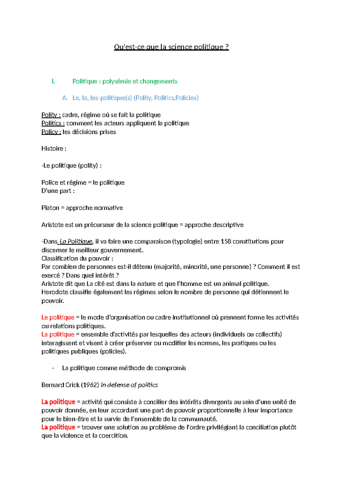 Science Politique : Concepts et Approches Fondamentales - Studocu