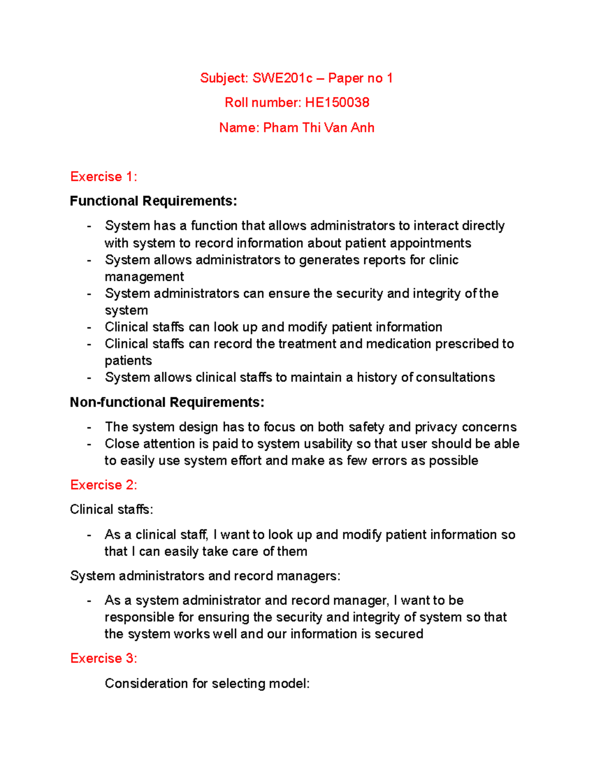 Example Practice Exam SWE102 - Subject: SWE201c – Paper no 1 Roll ...