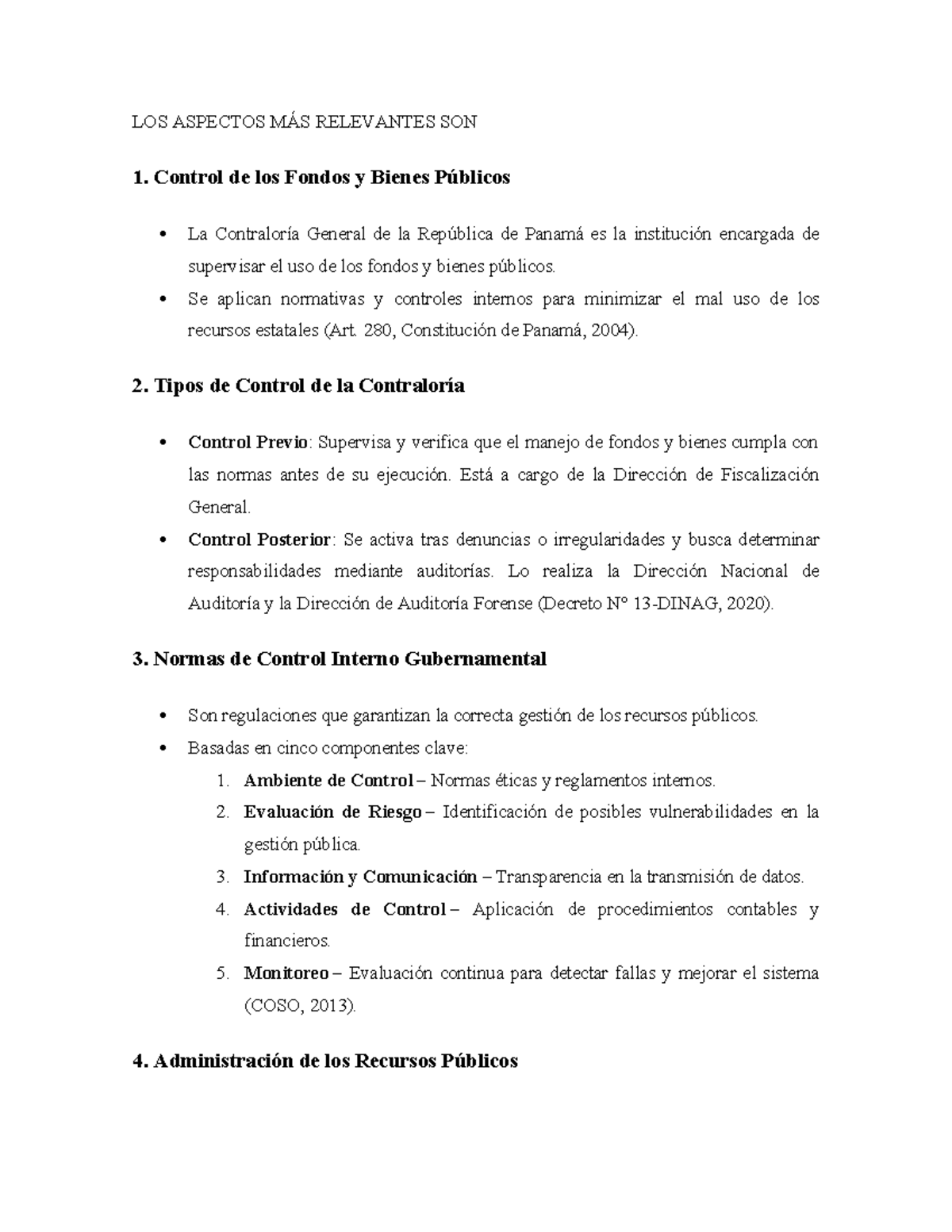 Aspectos Clave de la Auditoría Gubernamental en Panamá - Actividad 1 ...