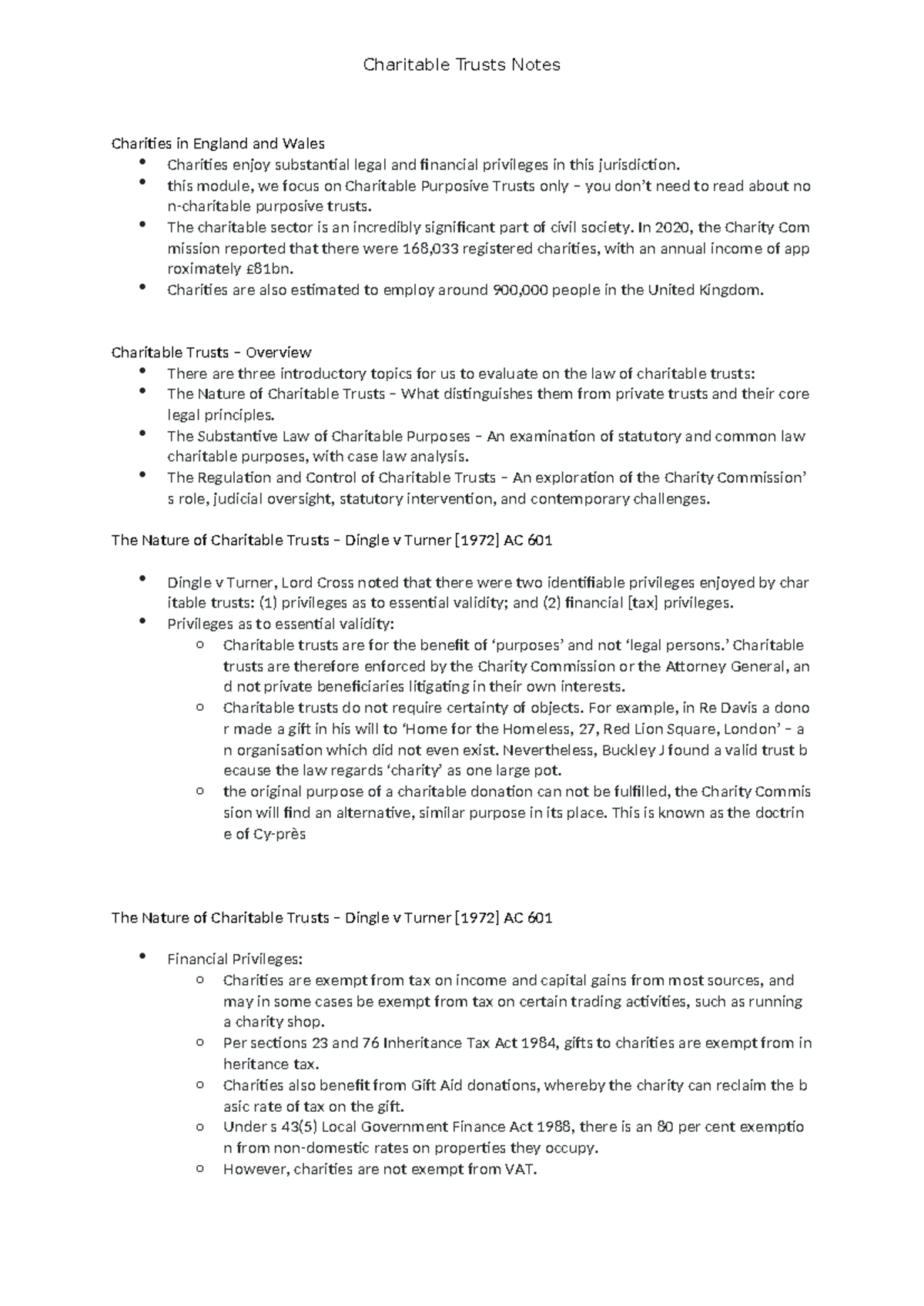 Charitable Trusts Notes: Legal Framework and Key Principles in England ...