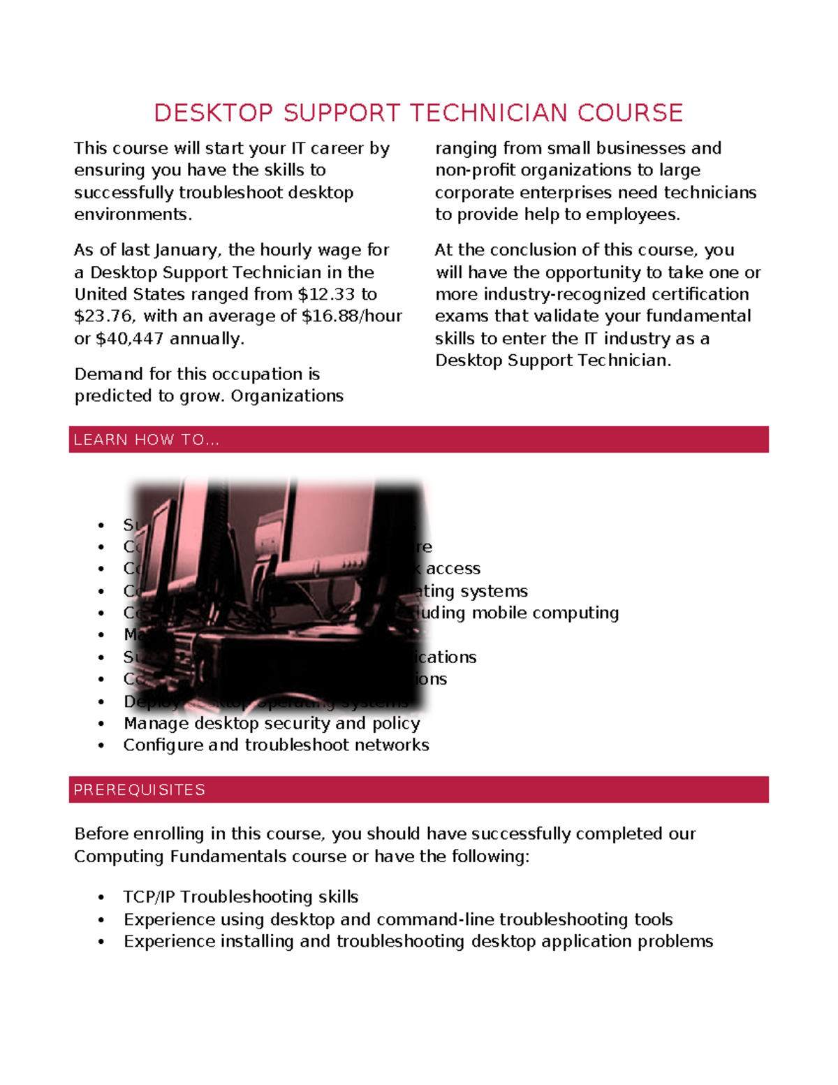 Project 7 - oke - DESKTOP SUPPORT TECHNICIAN COURSE This course will ...