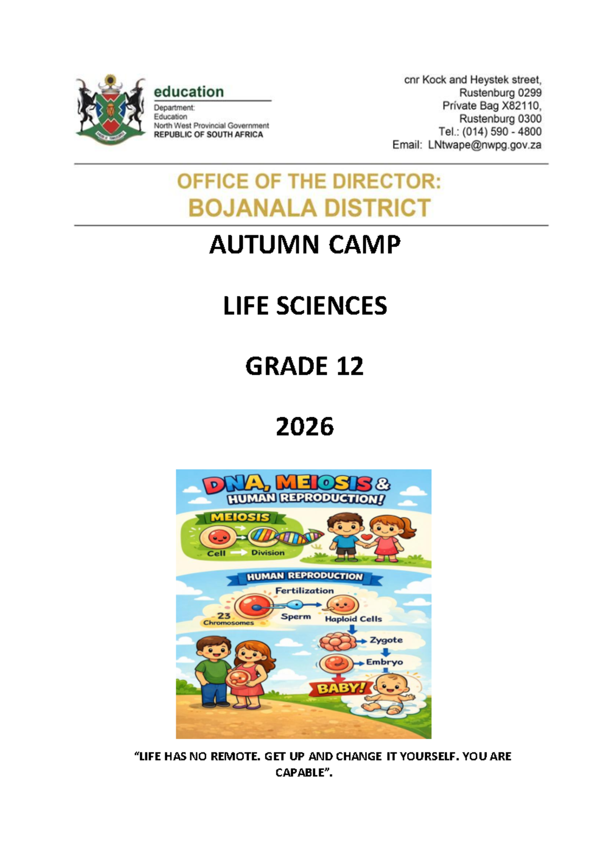 Grade 12 Life Sciences Camp: DNA Code of Life Activities 2026 - Studocu