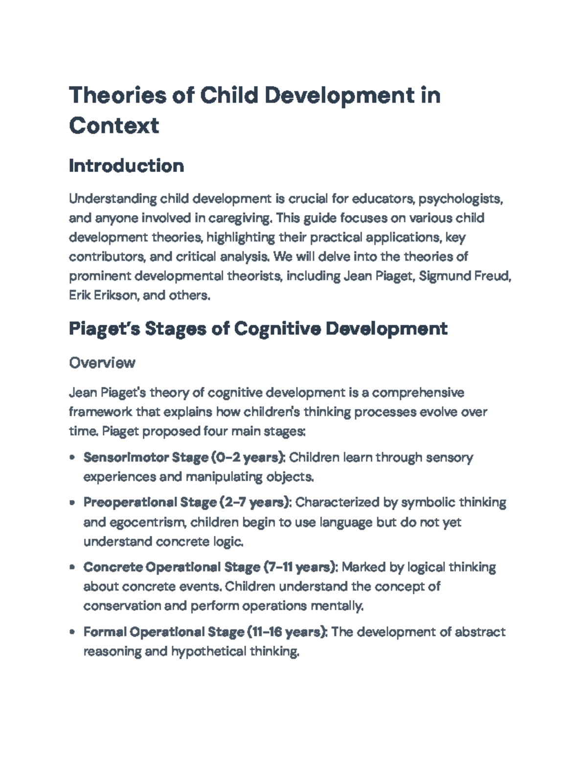Theories of Child Development: Insights from Freud, Erikson ...