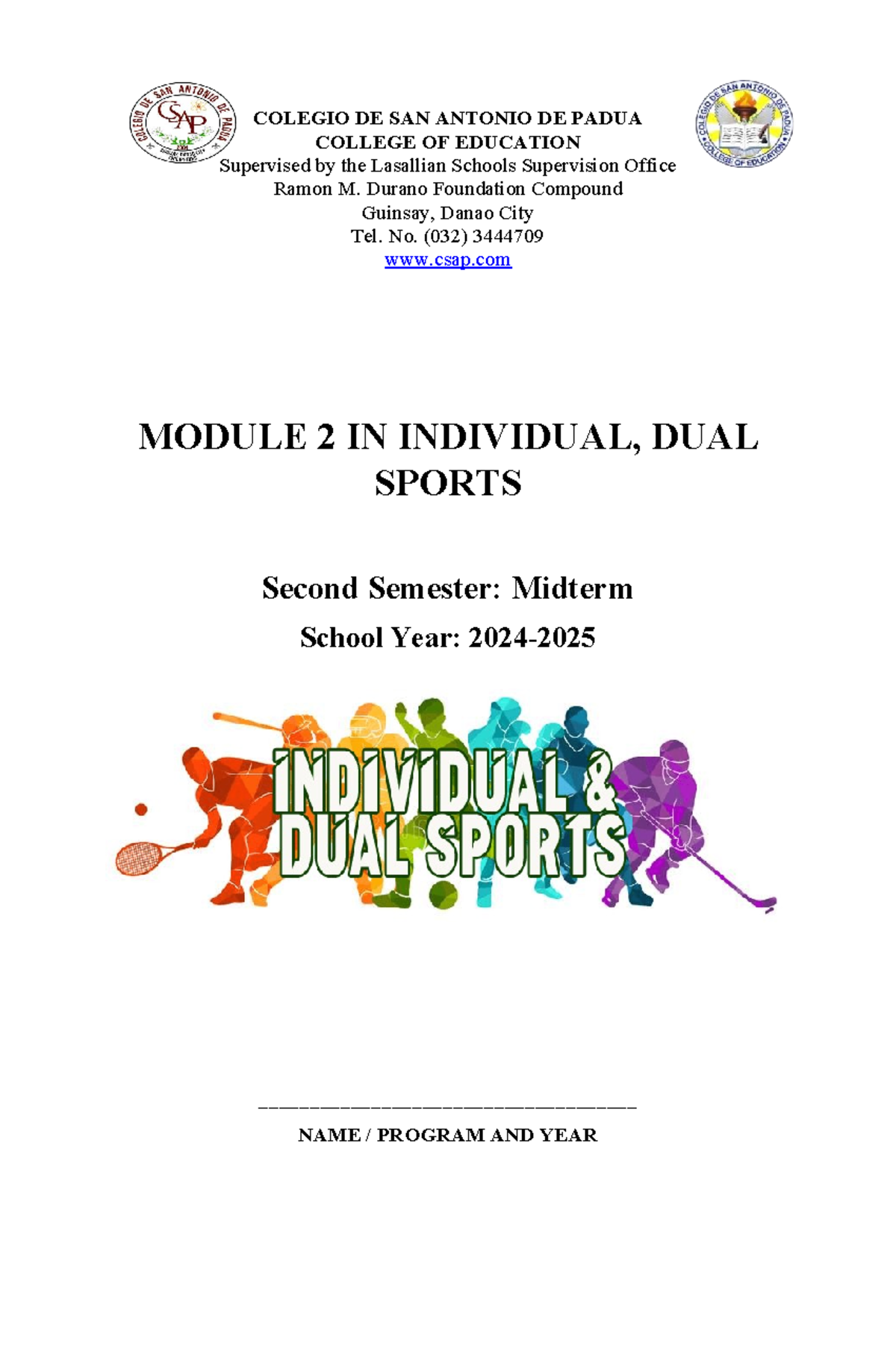 CSAP 107 Midterm module 2: Individual and dual sports in badminton ...