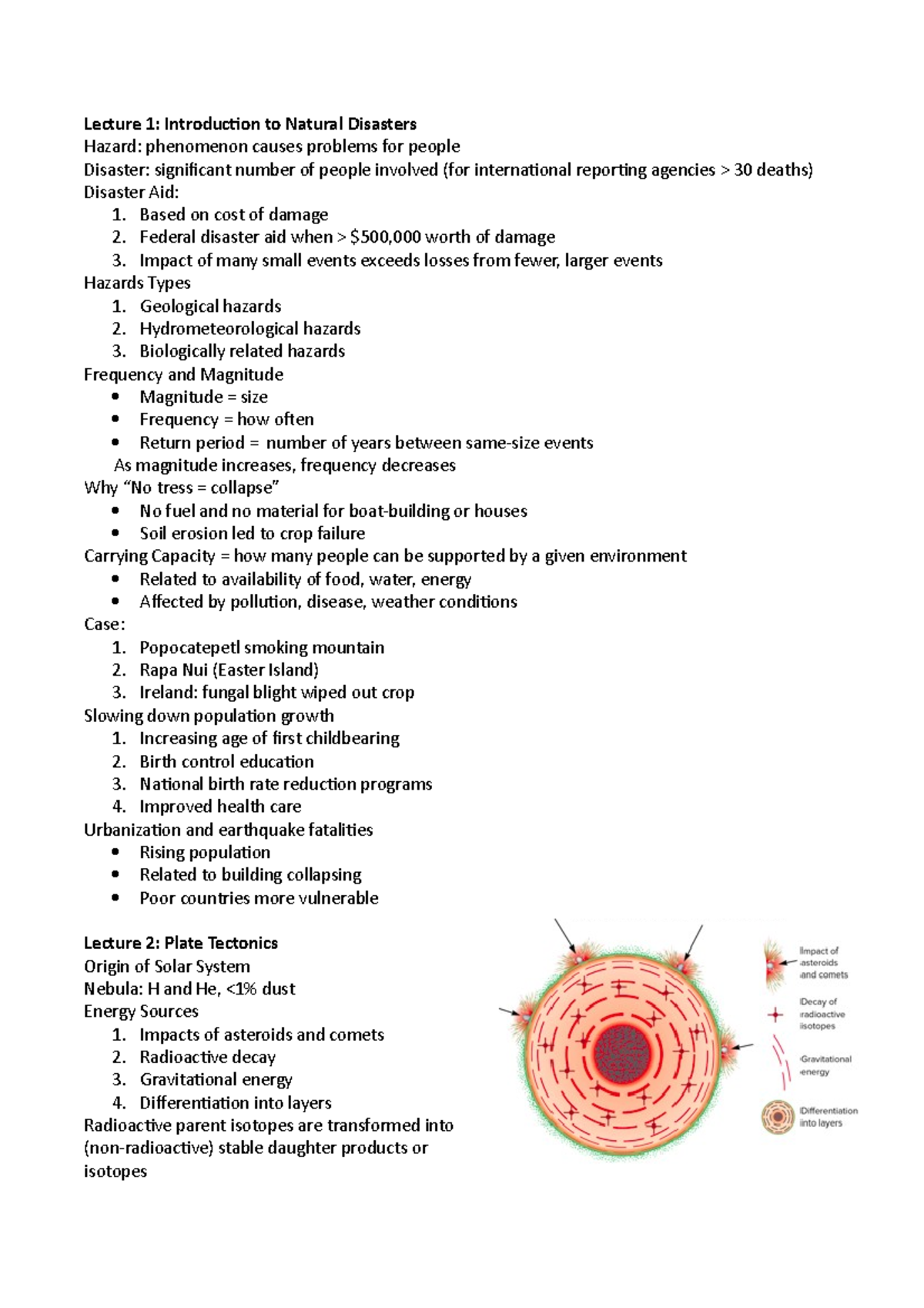 2GG3 Midterm Lecture Notes: Natural Disasters & Plate Tectonics - Studocu