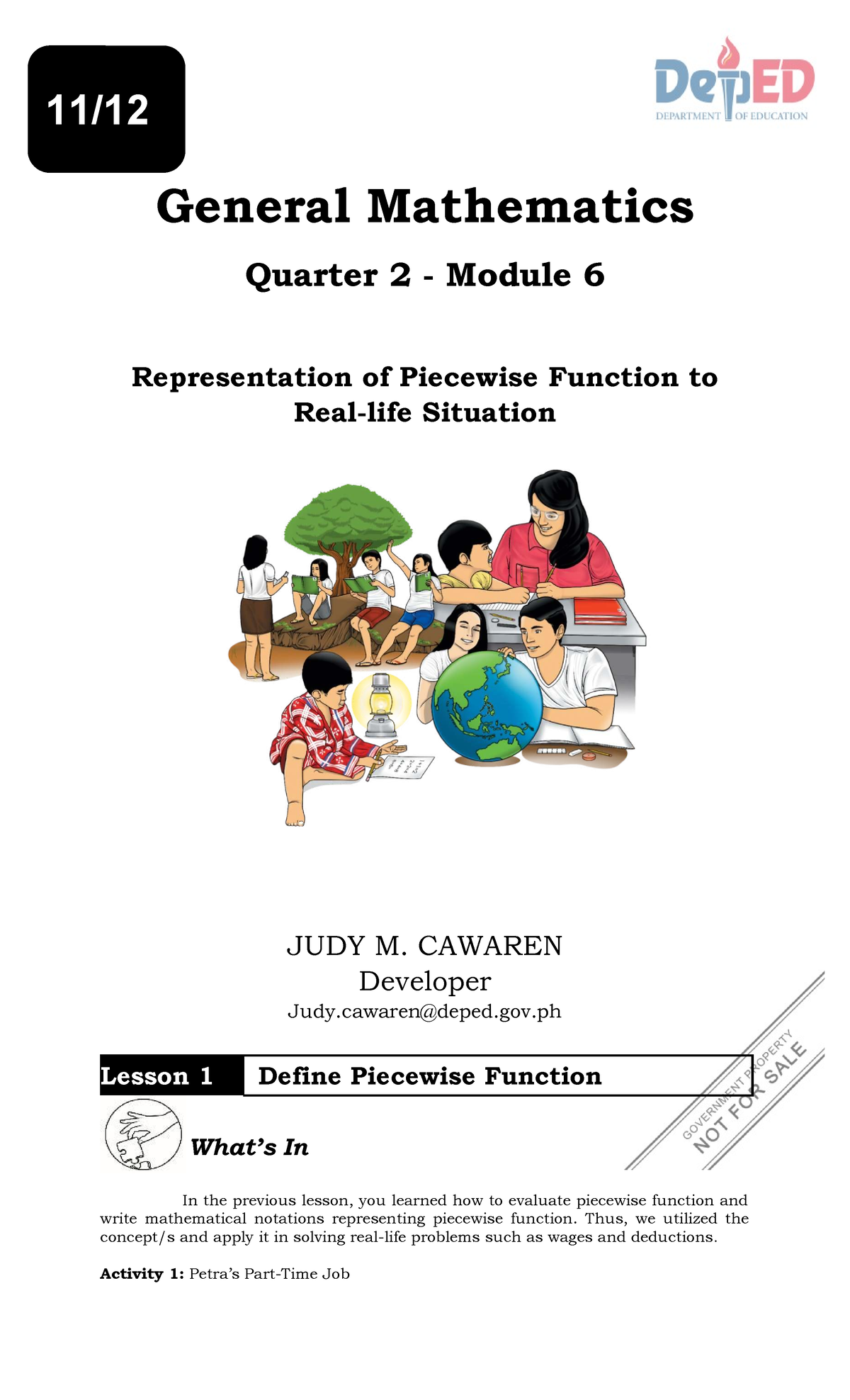 General Mathematics Q2 Module 6: Piecewise Functions in Salary ...
