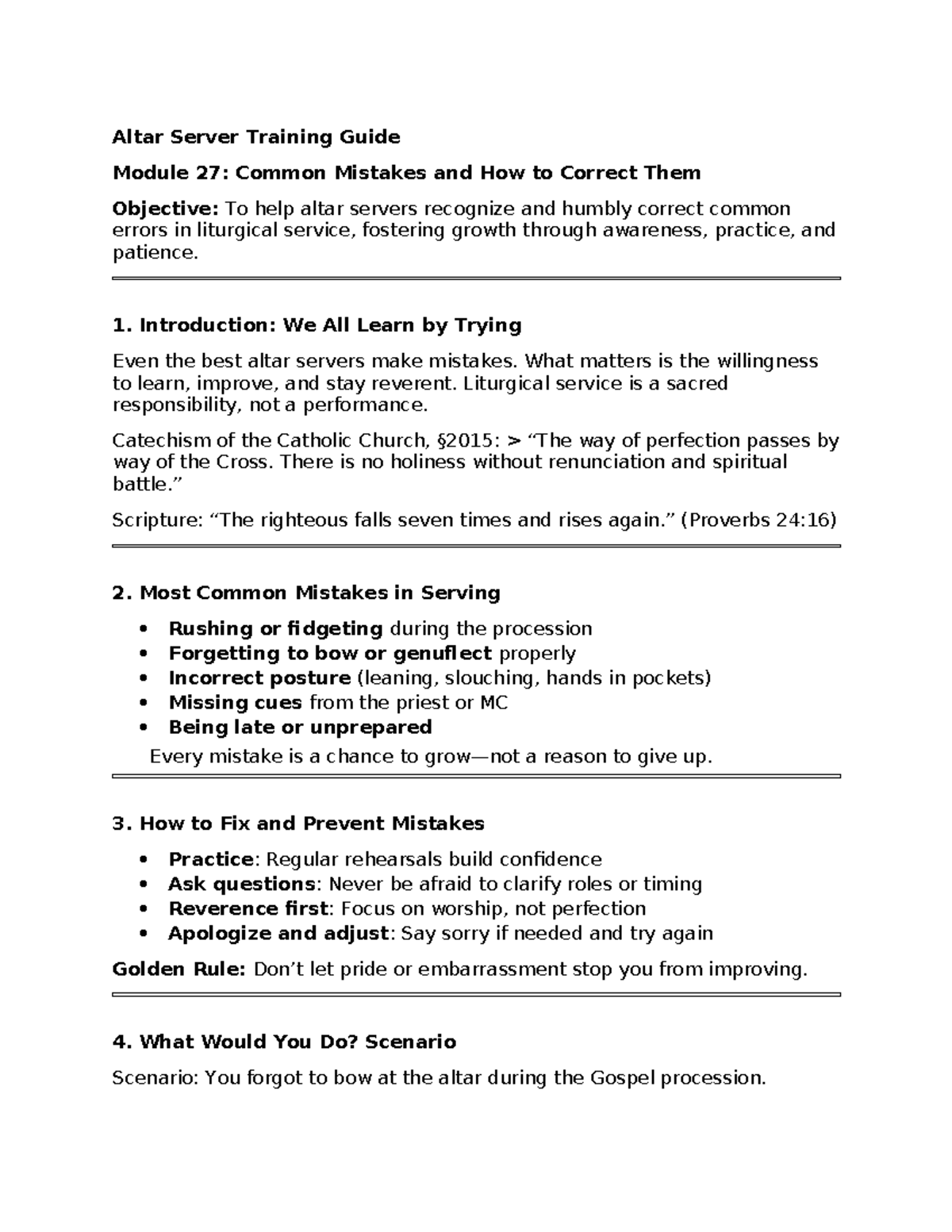 Altar Server Training Guide Module 27: Common Mistakes & Corrections ...